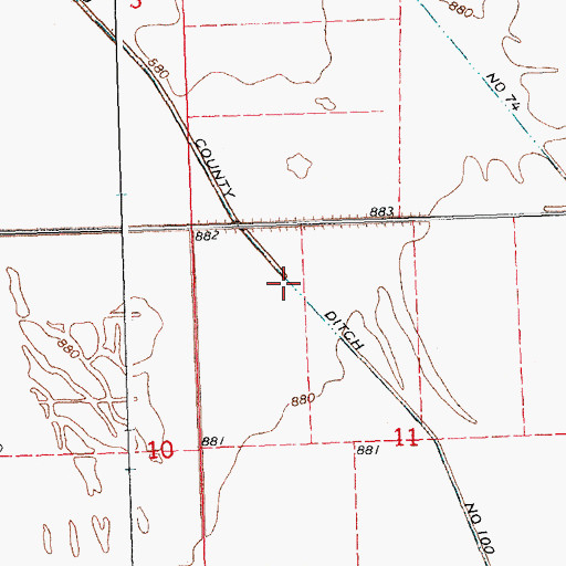 Topographic Map of County Ditch Number One Hundred, MN