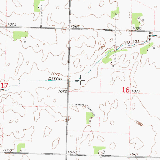 Topographic Map of County Ditch Number One Hundred One, MN
