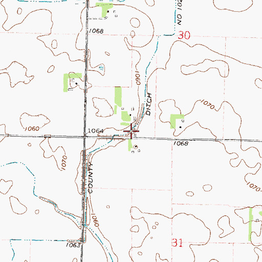 Topographic Map of County Ditch Number One Hundred Two, MN