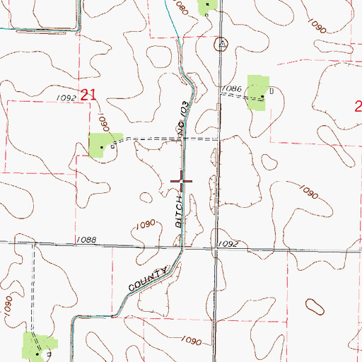 Topographic Map of County Ditch Number One Hundred Three, MN