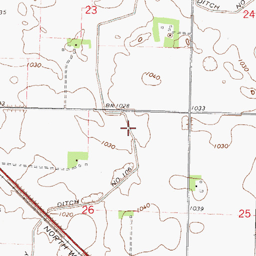 Topographic Map of County Ditch Number One Hundred Six, MN