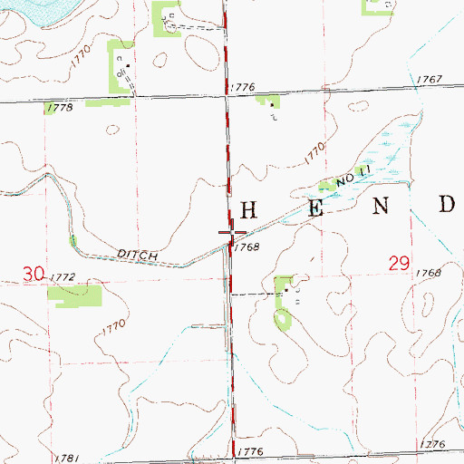 Topographic Map of County Ditch Number Eleven, MN