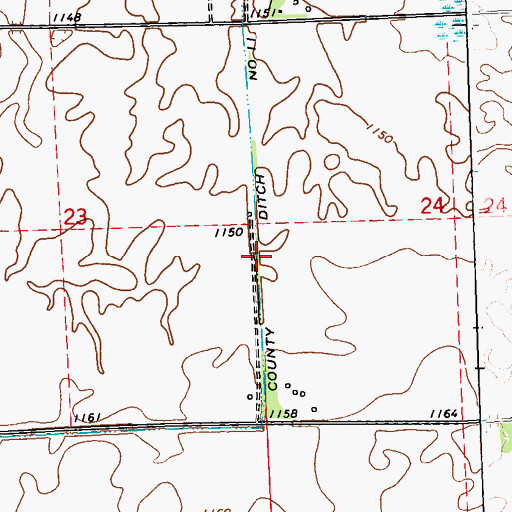 Topographic Map of County Ditch Number Eleven, MN