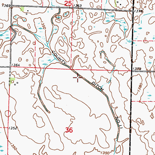 Topographic Map of County Ditch Number Eleven, MN