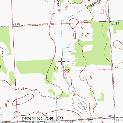 Topographic Map of County Ditch Number Eleven, MN