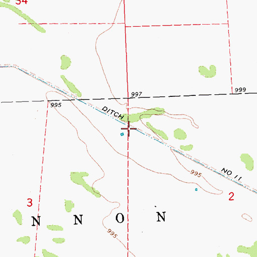 Topographic Map of County Ditch Number Eleven, MN