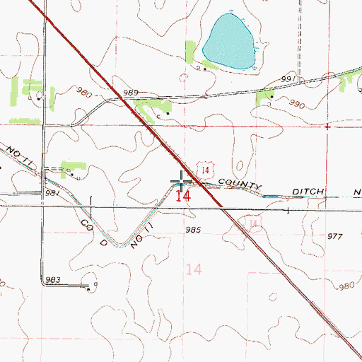 Topographic Map of County Ditch Number Eleven, MN