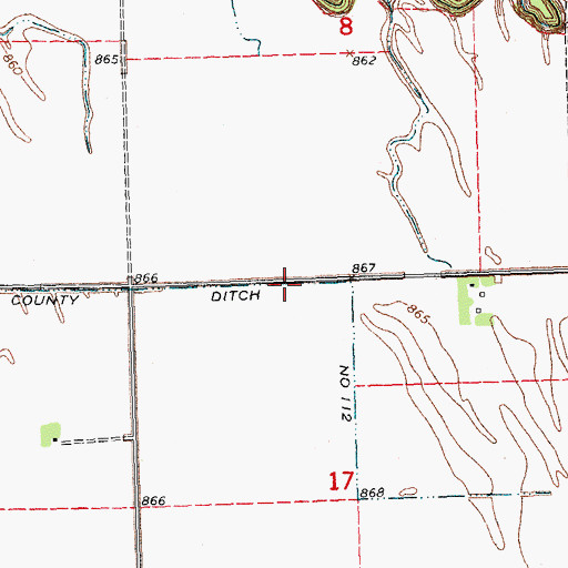 Topographic Map of County Ditch Number One Hundred Twelve, MN