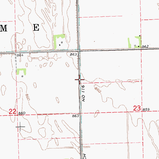 Topographic Map of County Ditch Number One Hundred Sixteen, MN