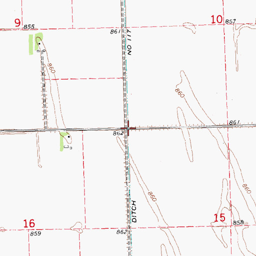 Topographic Map of County Ditch Number One Hundred Seventeen, MN