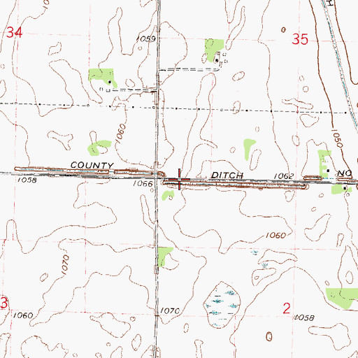 Topographic Map of County Ditch Number One Hundred Eighteen, MN