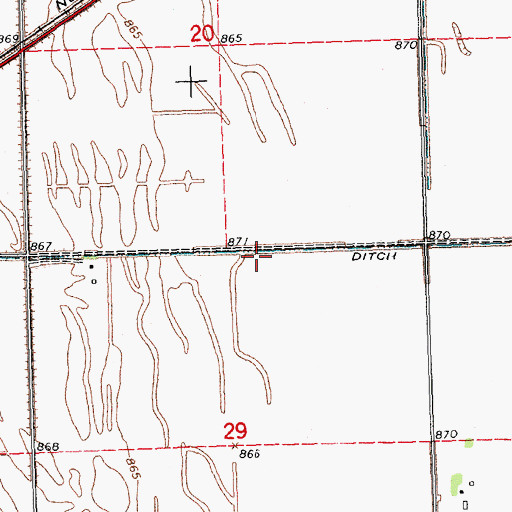 Topographic Map of County Ditch Number One Hundred Eighteen, MN