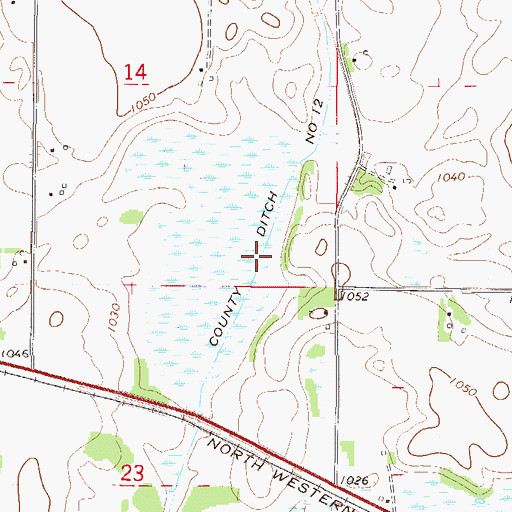 Topographic Map of County Ditch Number Twelve, MN