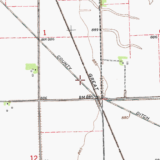 Topographic Map of County Ditch Number Twelve, MN