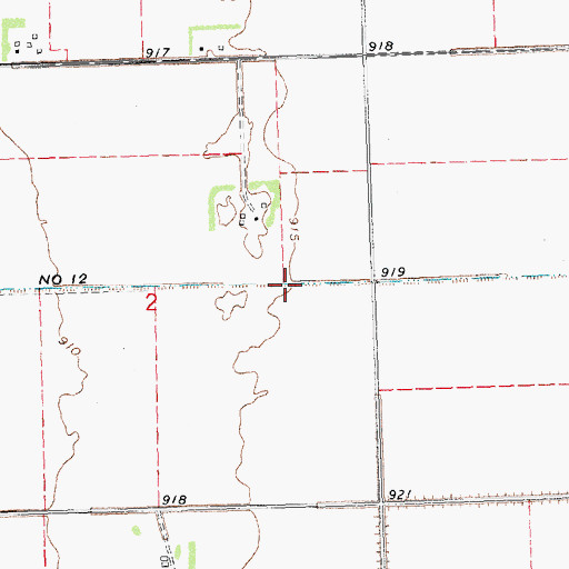 Topographic Map of County Ditch Number Twelve, MN
