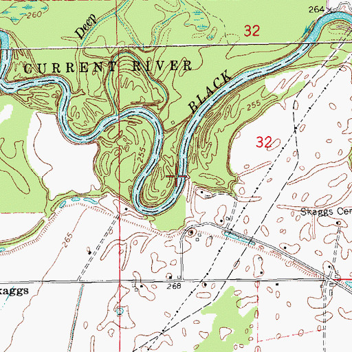 Topographic Map of Skaggs Ferry (historical), AR