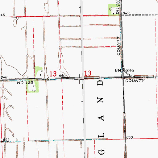 Topographic Map of County Ditch Number One Hundred Twentythree, MN