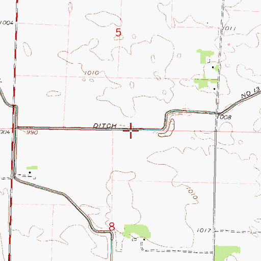 Topographic Map of County Ditch Number Thirteen, MN