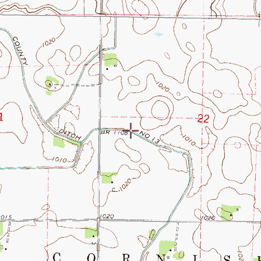 Topographic Map of County Ditch Number Thirteen, MN