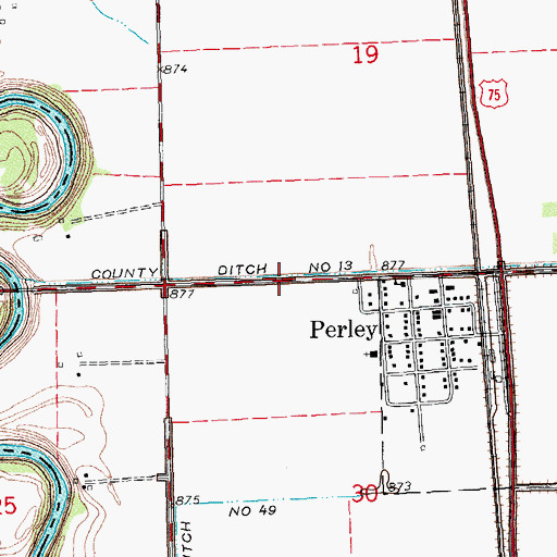 Topographic Map of County Ditch Number Thirteen, MN