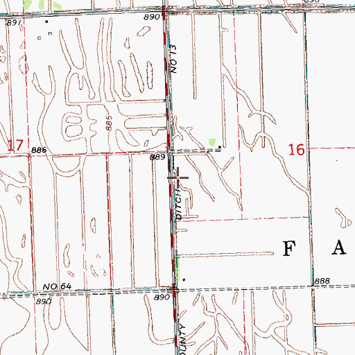 Topographic Map of County Ditch Number Thirteen, MN