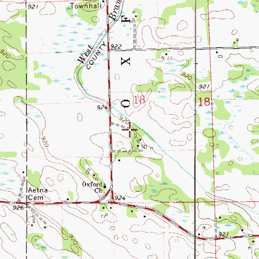 Topographic Map of County Ditch Number Thirteen, MN