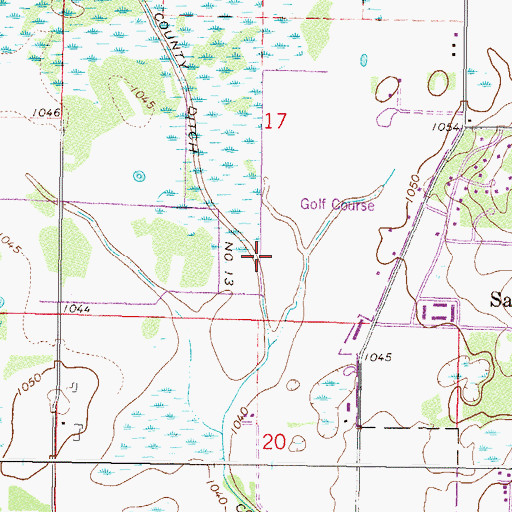 Topographic Map of County Ditch Number Thirteen, MN