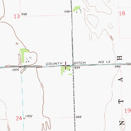 Topographic Map of County Ditch Number Thirteen, MN