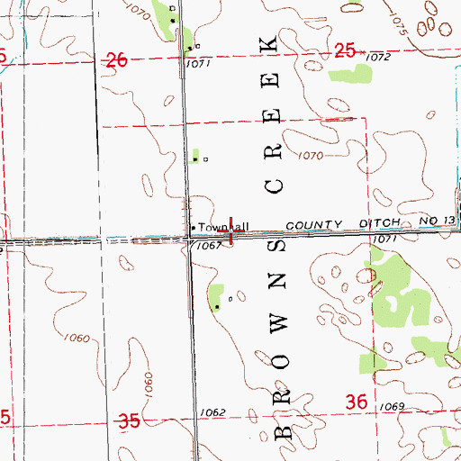 Topographic Map of County Ditch Number Thirteen, MN