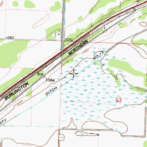 Topographic Map of County Ditch Number Thirteen, MN