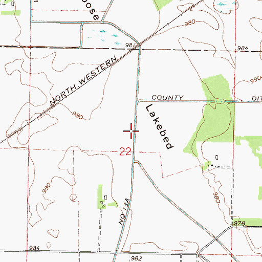 Topographic Map of County Ditch Number Thirteen A, MN