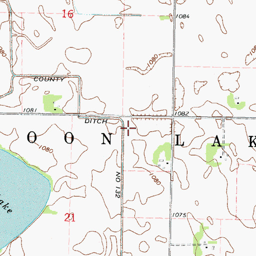 Topographic Map of County Ditch Number One Hundred Thirtytwo, MN