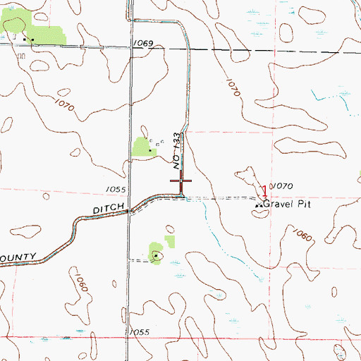 Topographic Map of County Ditch Number One Hundred Thirtythree, MN