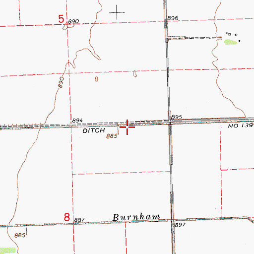 Topographic Map of County Ditch Number One Hundred Thirtynine, MN