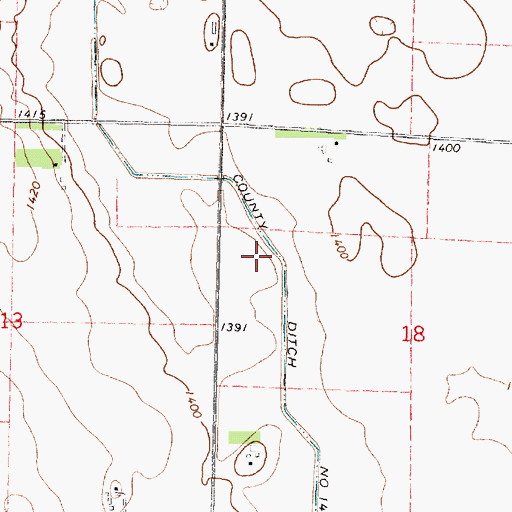 Topographic Map of County Ditch Number Fourteen, MN