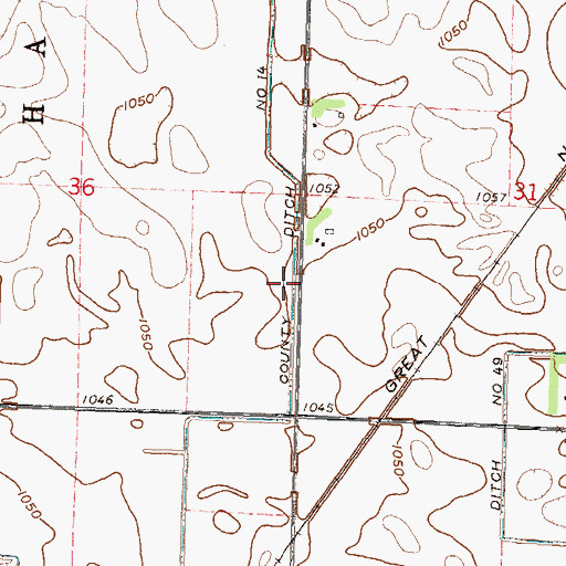 Topographic Map of County Ditch Number Fourteen, MN