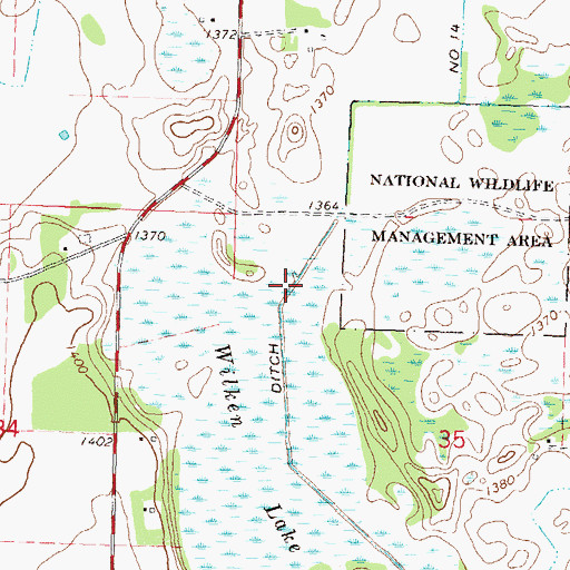 Topographic Map of County Ditch Number Fourteen, MN