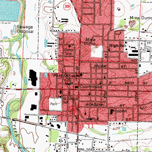 Topographic Map of Paris Post Ofice, AR