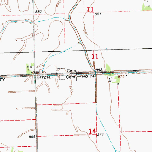 Topographic Map of County Ditch Number Fourteen, MN