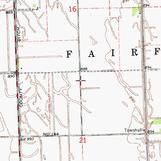 Topographic Map of County Ditch Number One Hundred Fortyfour, MN