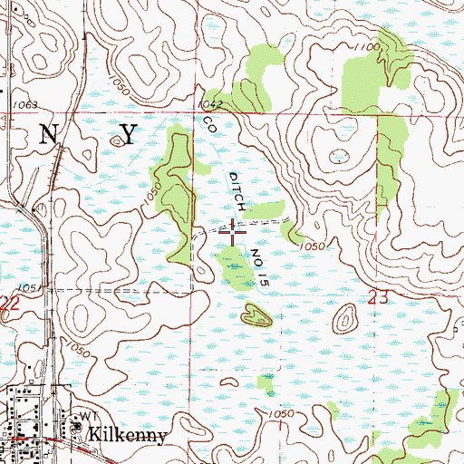 Topographic Map of County Ditch Number Fifteen, MN