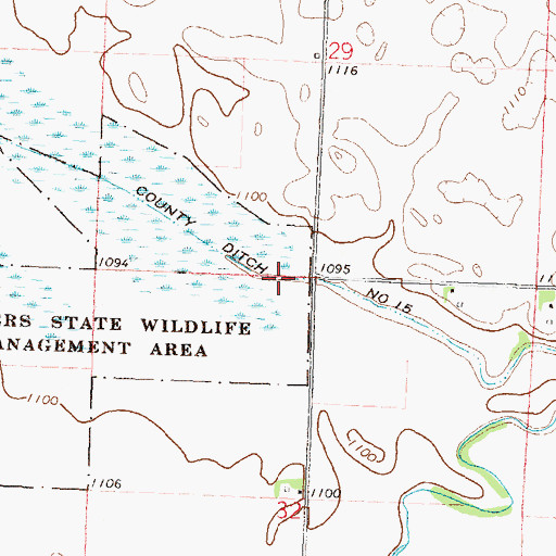 Topographic Map of County Ditch Number Fifteen, MN