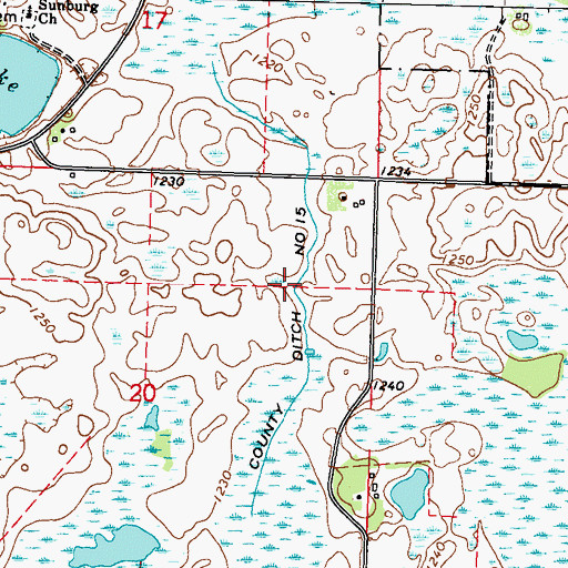 Topographic Map of County Ditch Number Fifteen, MN