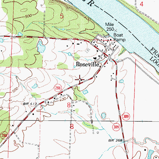 Topographic Map of Roseville Baptist Church, AR
