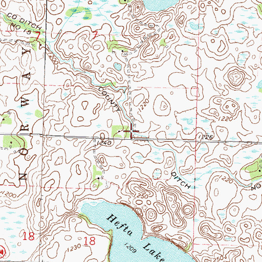 Topographic Map of County Ditch Number Fifteen, MN