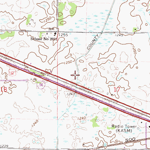 Topographic Map of County Ditch Number Fifteen, MN