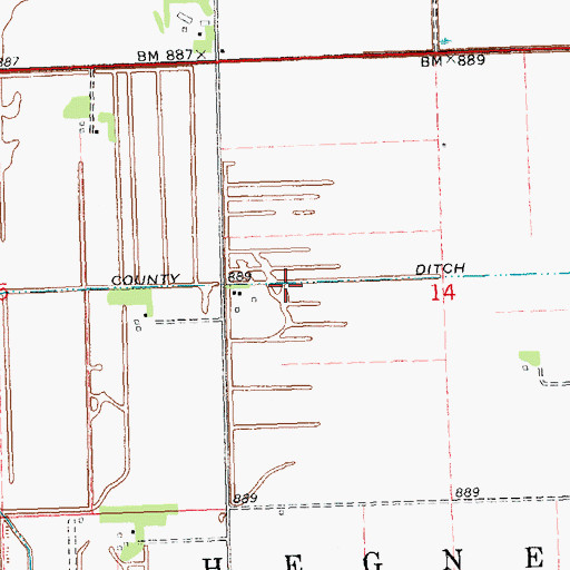 Topographic Map of County Ditch Number Fifteen, MN