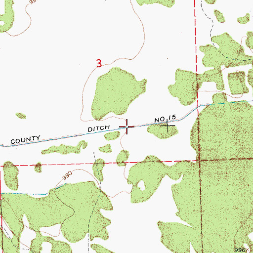 Topographic Map of County Ditch Number Fifteen, MN