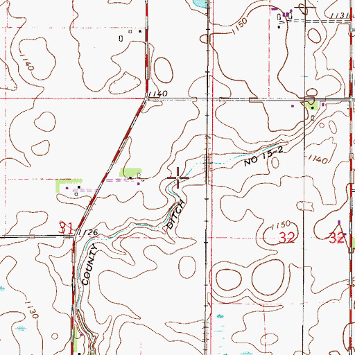 Topographic Map of County Ditch Number Fifteen-two, MN