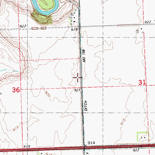 Topographic Map of County Ditch Number One Hundred Fiftyeight, MN